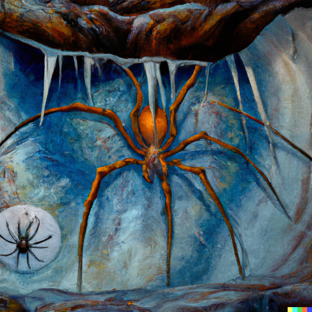 https://cloud-cp18pg7tv-hack-club-bot.vercel.app/0dall__e_2022-10-02_14.43.35_-_oil_painting_of_a_giant_spider_with_many_eyes_inside_an_ice_cavern_in_the_arctic..png